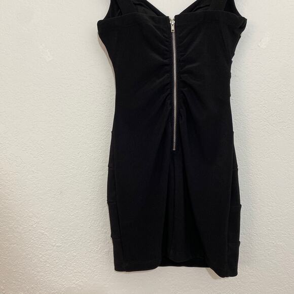 Emerald Sundae Sz O Black Bodycon Dress Built In Bra Ruched Back Exposed Zipper - Picture 7 of 12